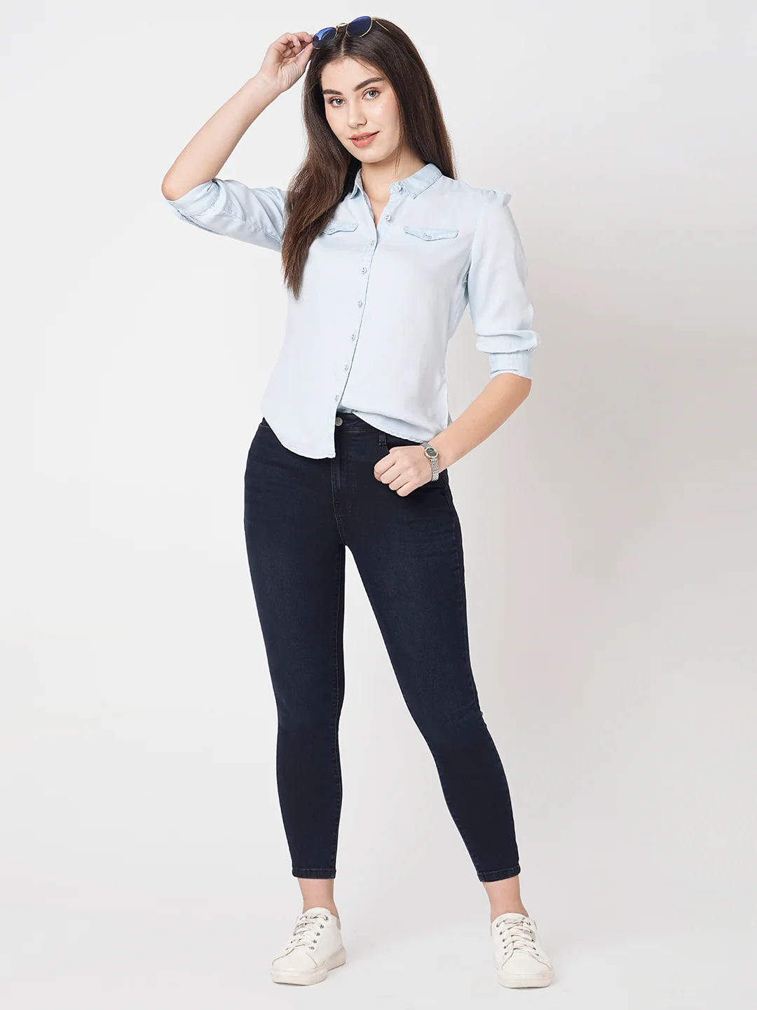 Women Blue/Black Super High-Rise Super Skinny Jeans - Image 4