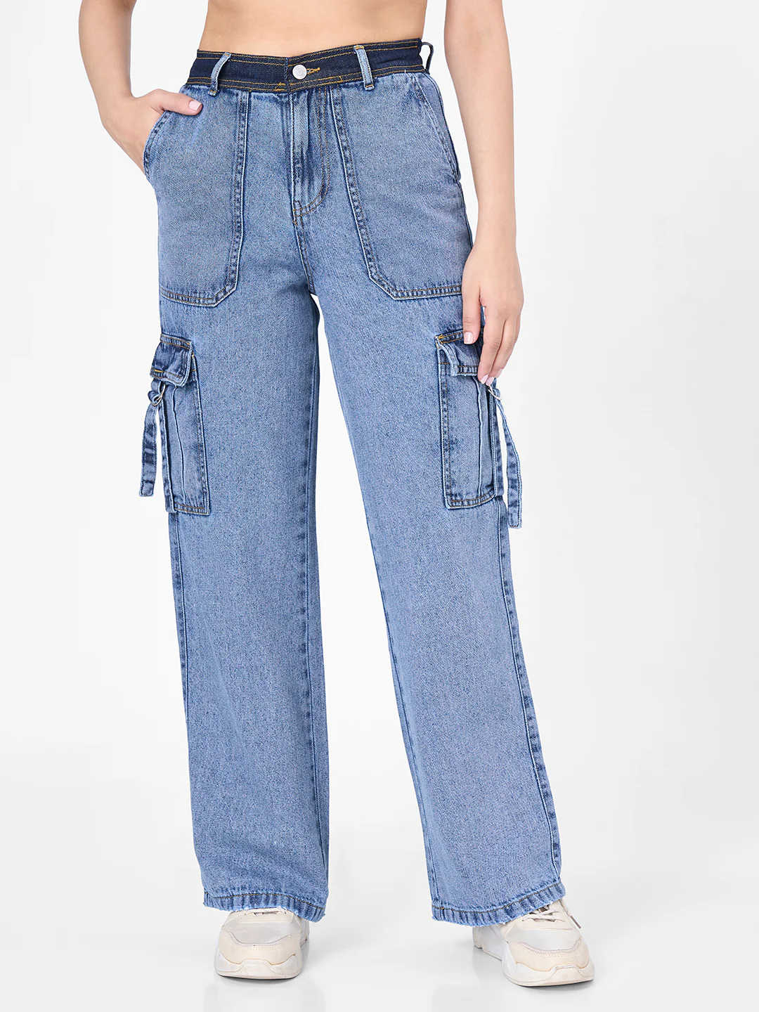Women Blue Mid-Rise Cargo - Image 2