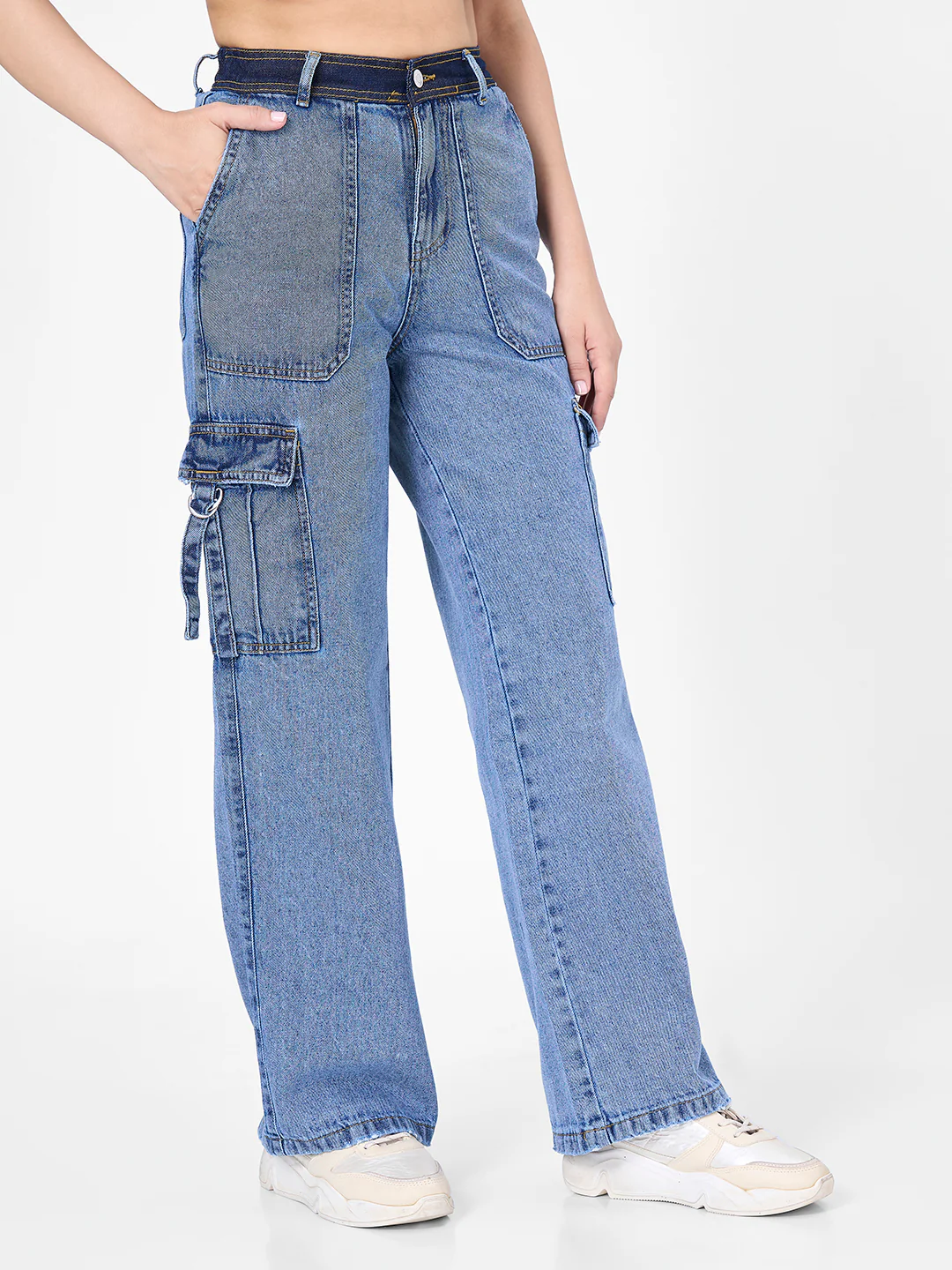 Women Blue Mid-Rise Cargo - Image 6
