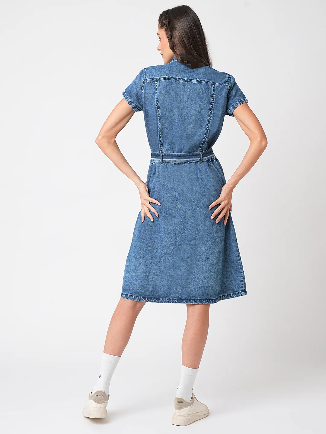 Women Blue Denim Dress - Image 3