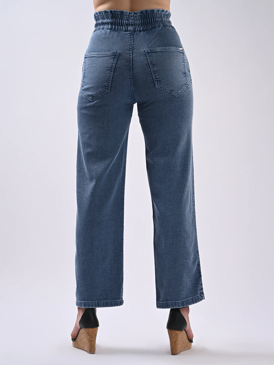 Women Blue Denim Joggers - Image 3