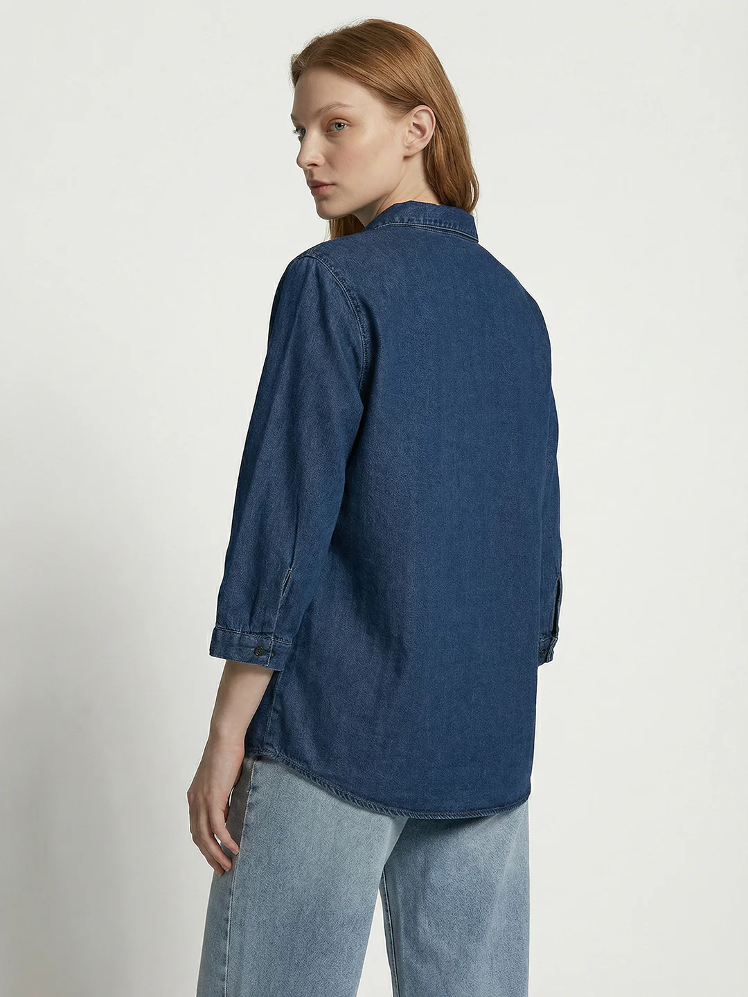 Women Blue Denim Shirt - Image 3