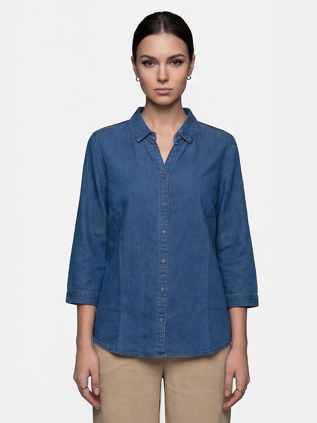 Women Blue Denim Shirt - Image 2