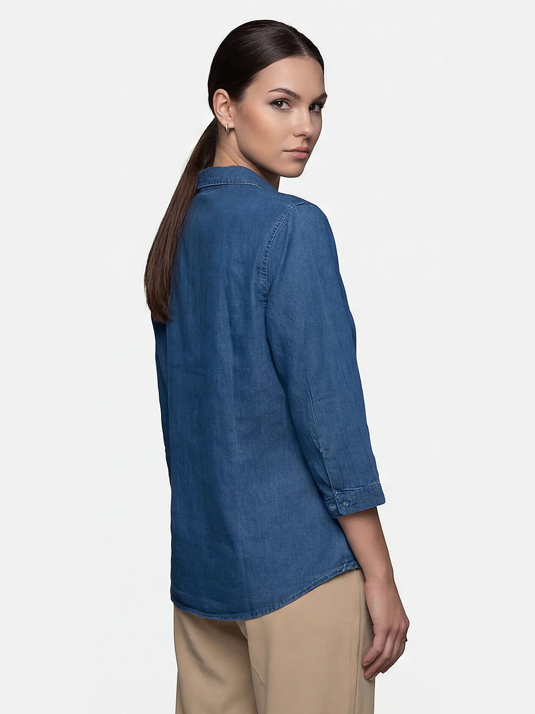 Women Blue Denim Shirt - Image 3