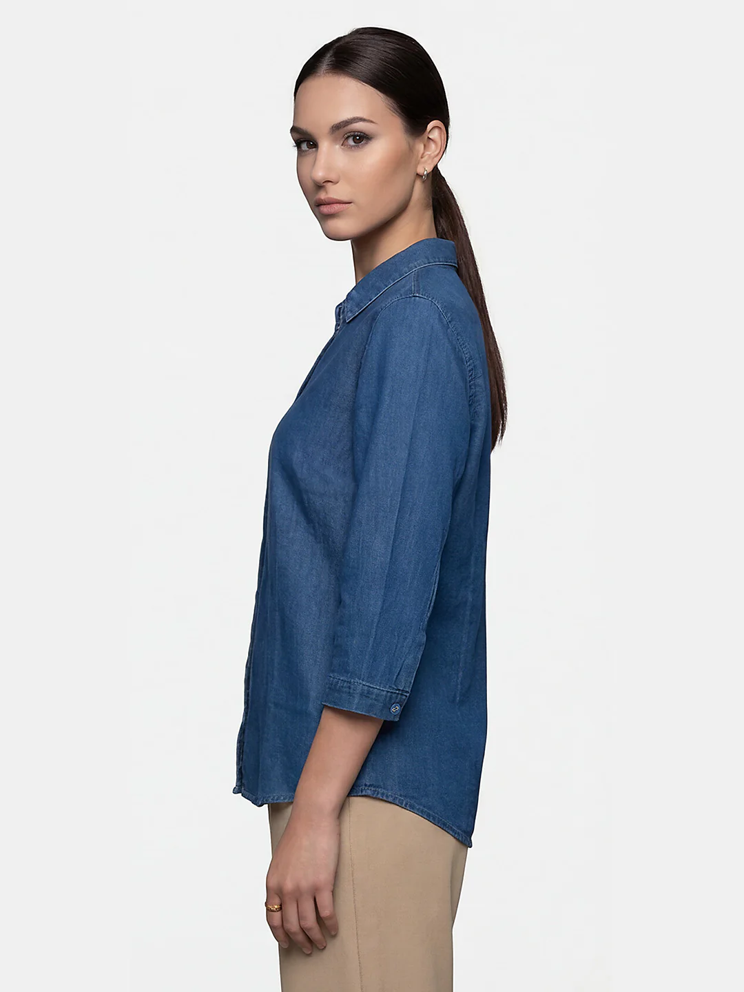 Women Blue Denim Shirt - Image 5