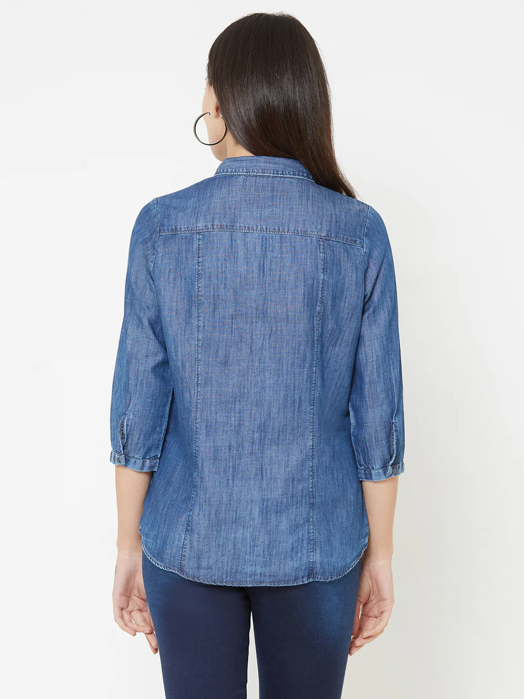Women Blue Denim Shirt - Image 3