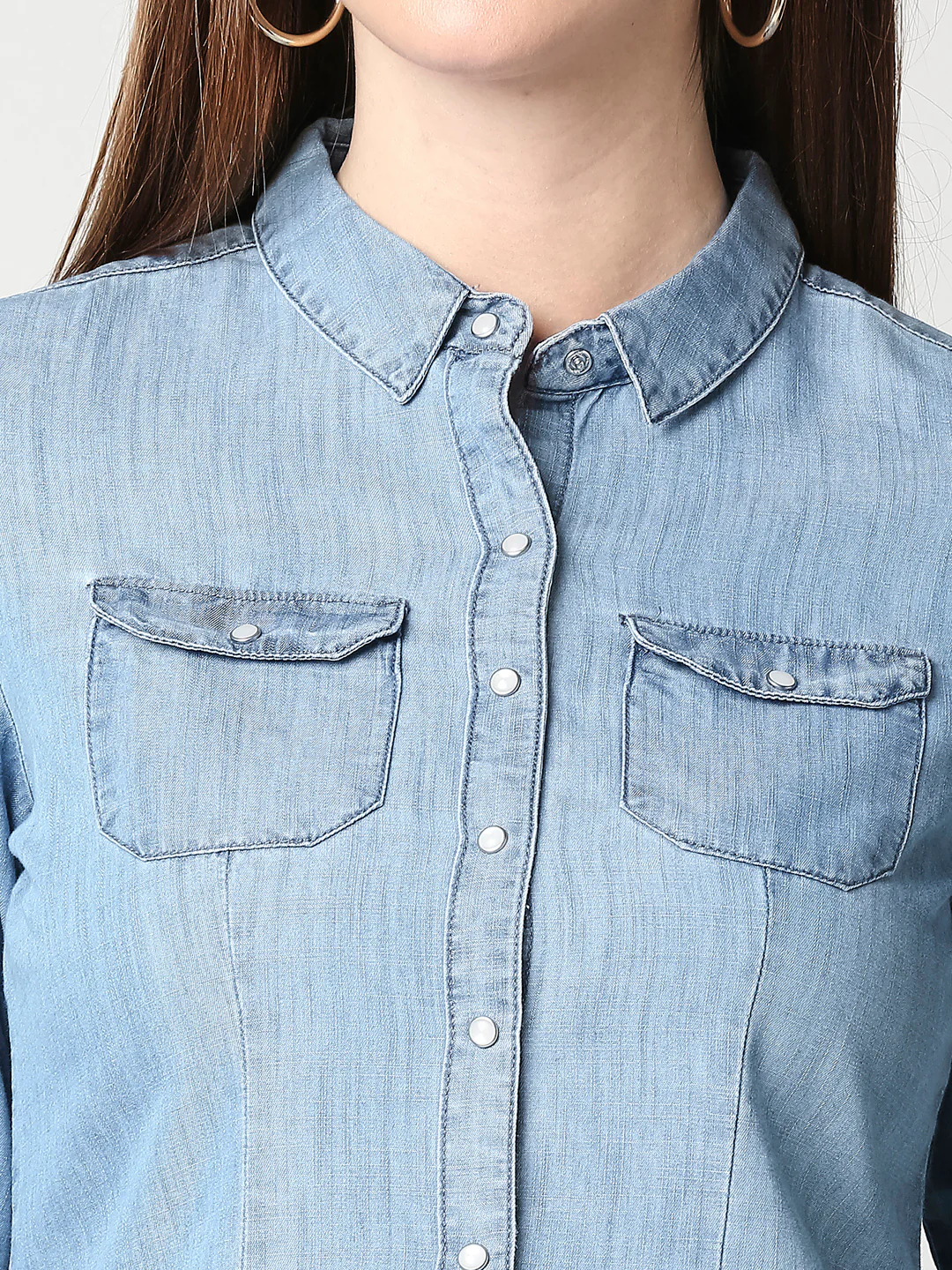 Women Blue Denim Shirt - Image 5
