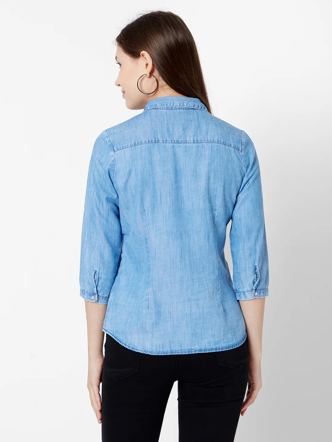 Women Blue Denim Shirt - Image 3