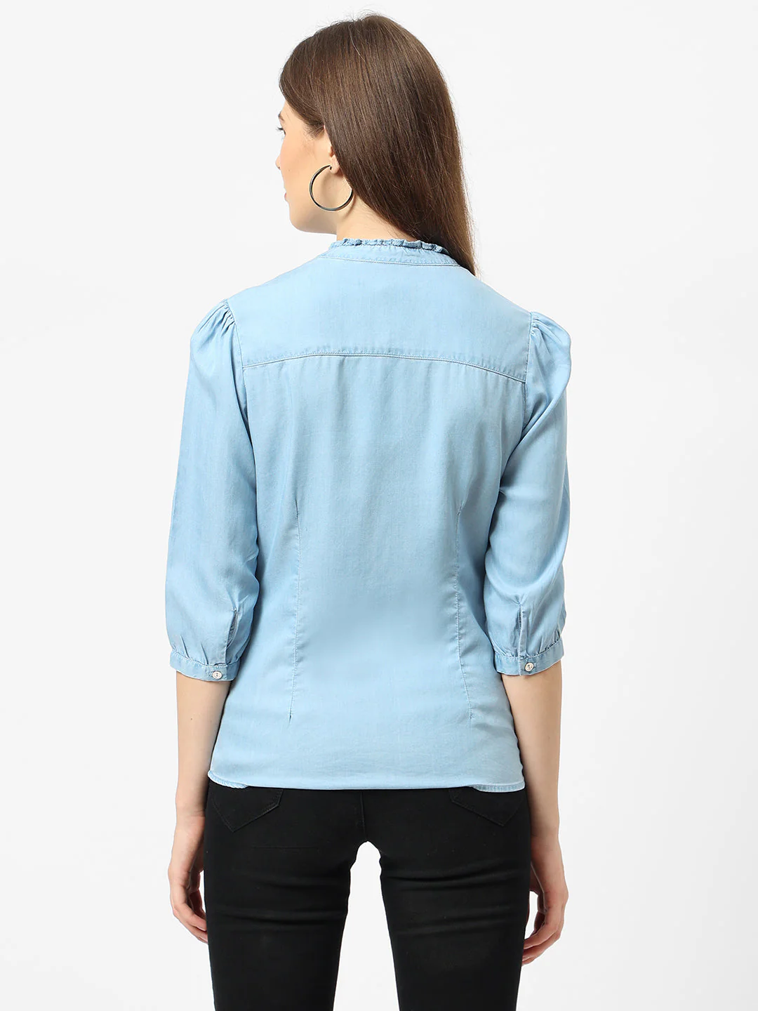 Women Blue Denim Shirt - Image 3