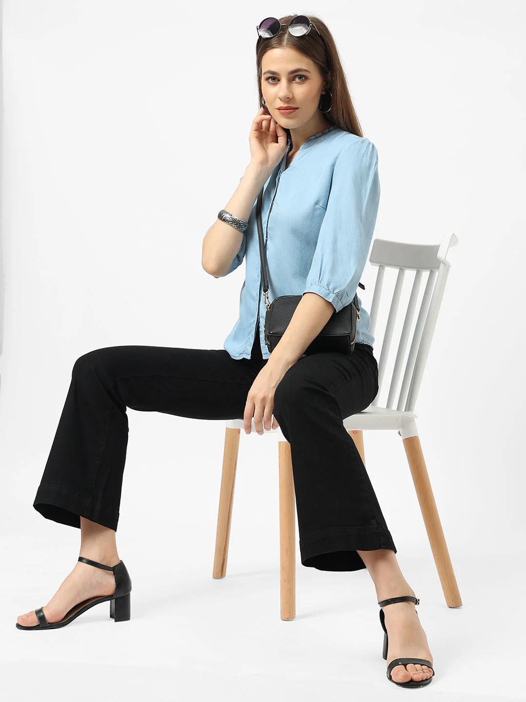 Women Blue Denim Shirt - Image 4