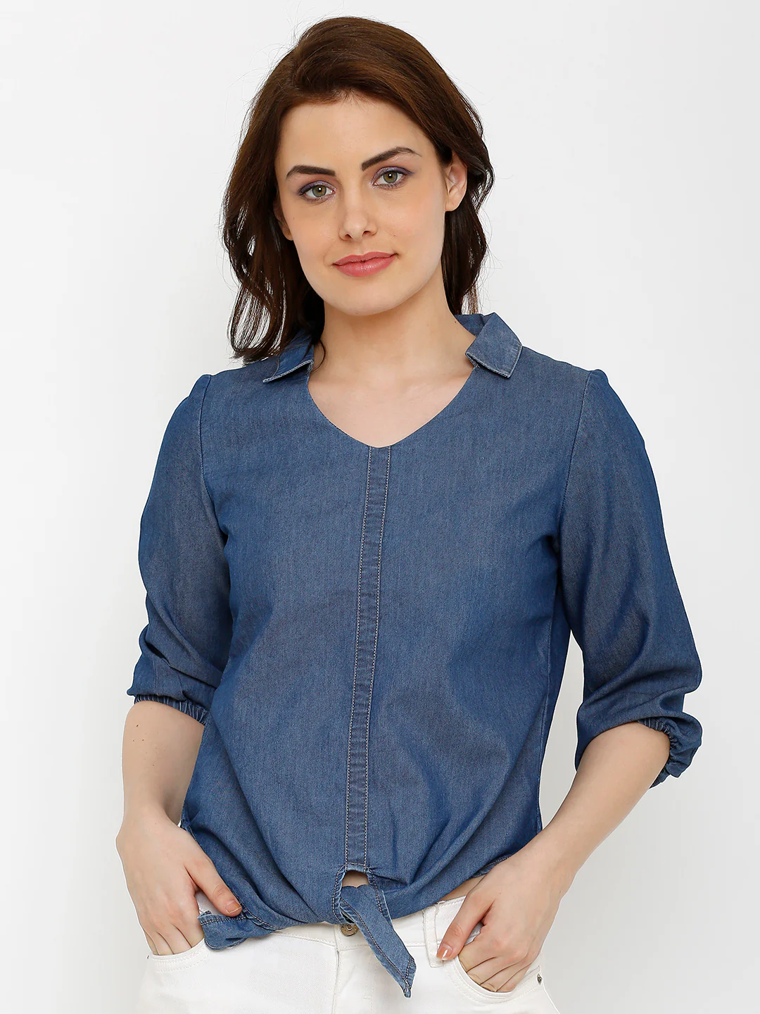 Women Blue Denim Top - Image 2