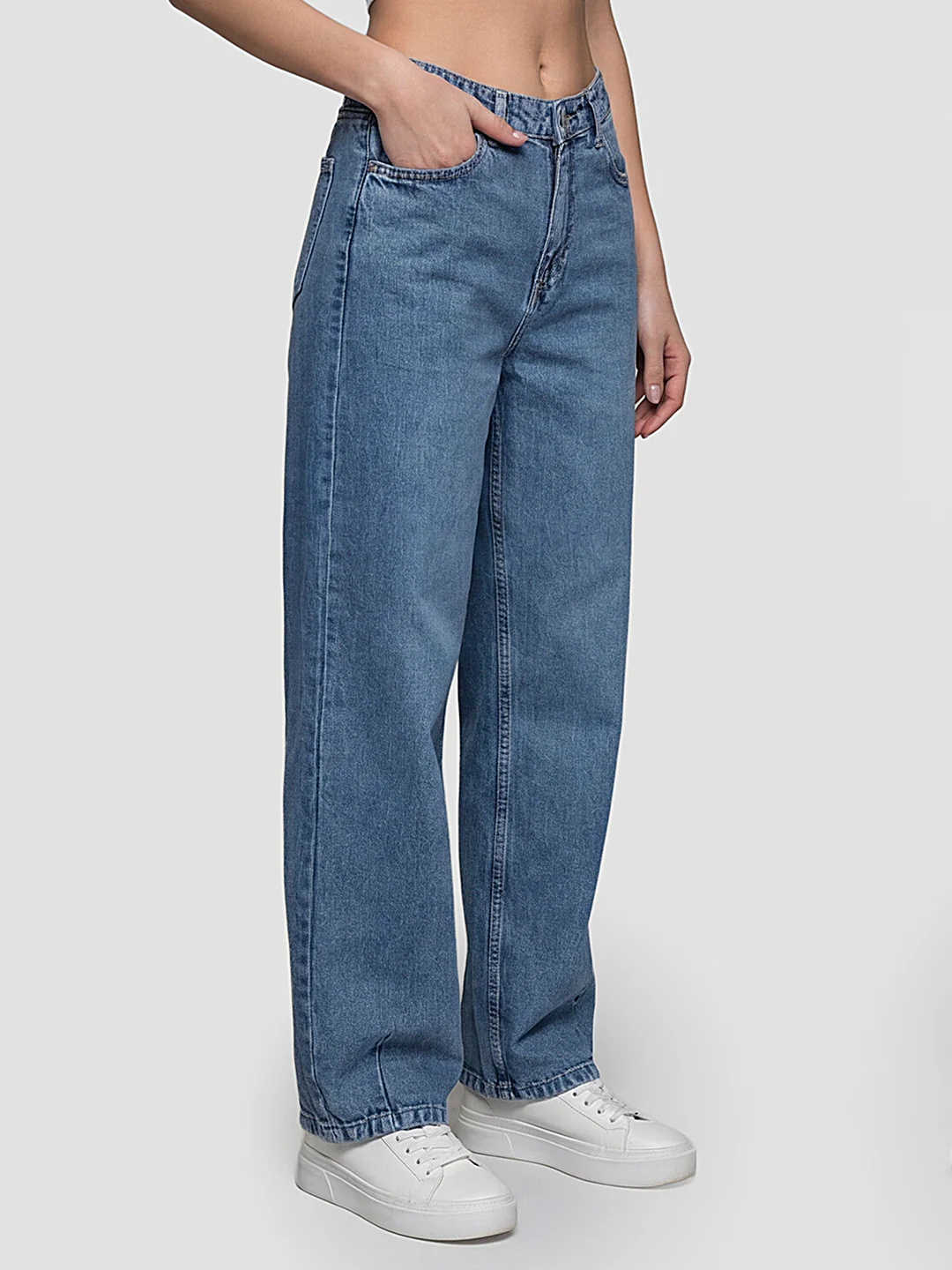 Women Blue High-Rise Baggy Barrel Jeans - Image 4