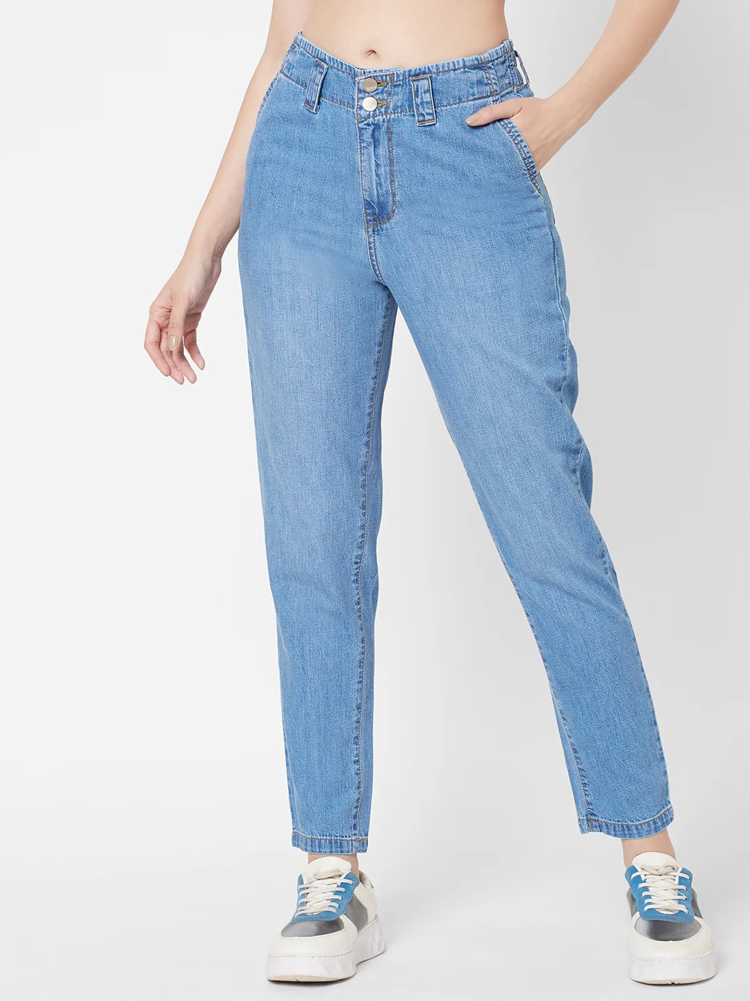 Women Blue High-Rise Baggy Fit Jeans - Image 2