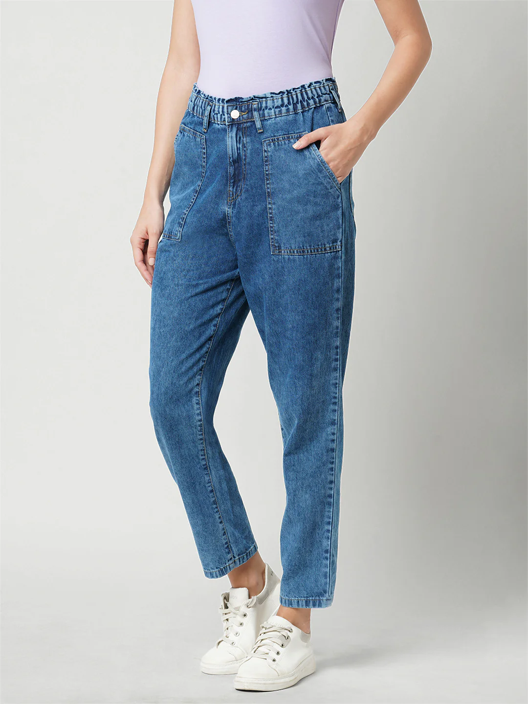 Women Blue High-Rise Baggy Fit Jeans - Image 4
