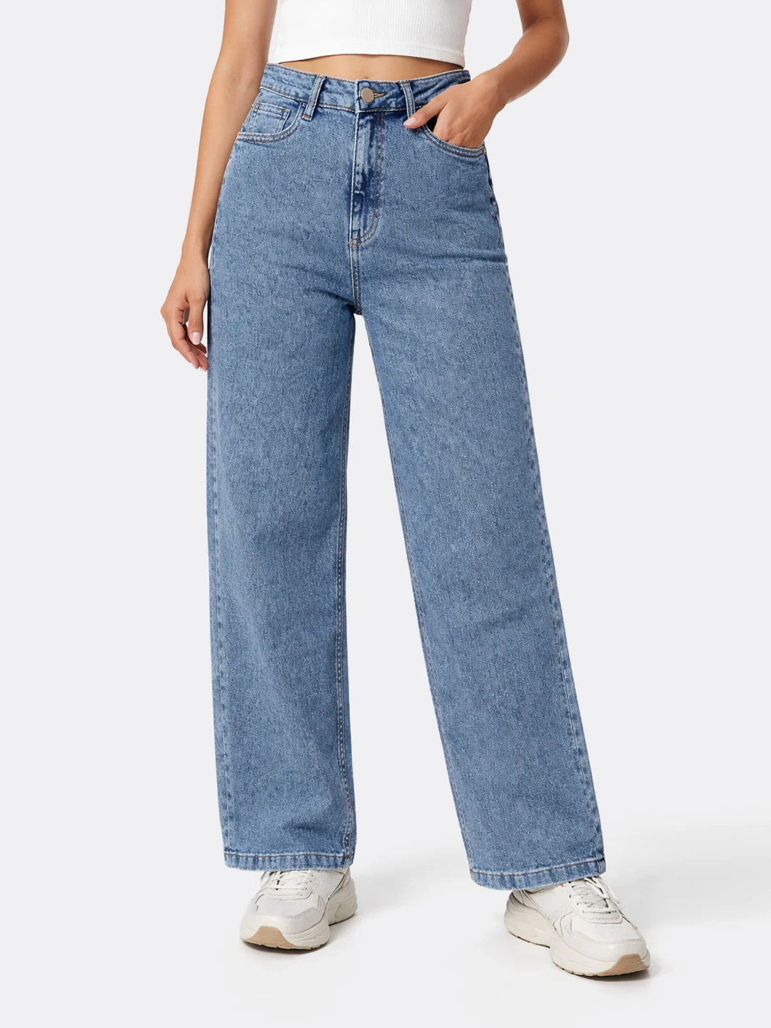 Women Blue High-Rise Baggy Jeans - Image 2