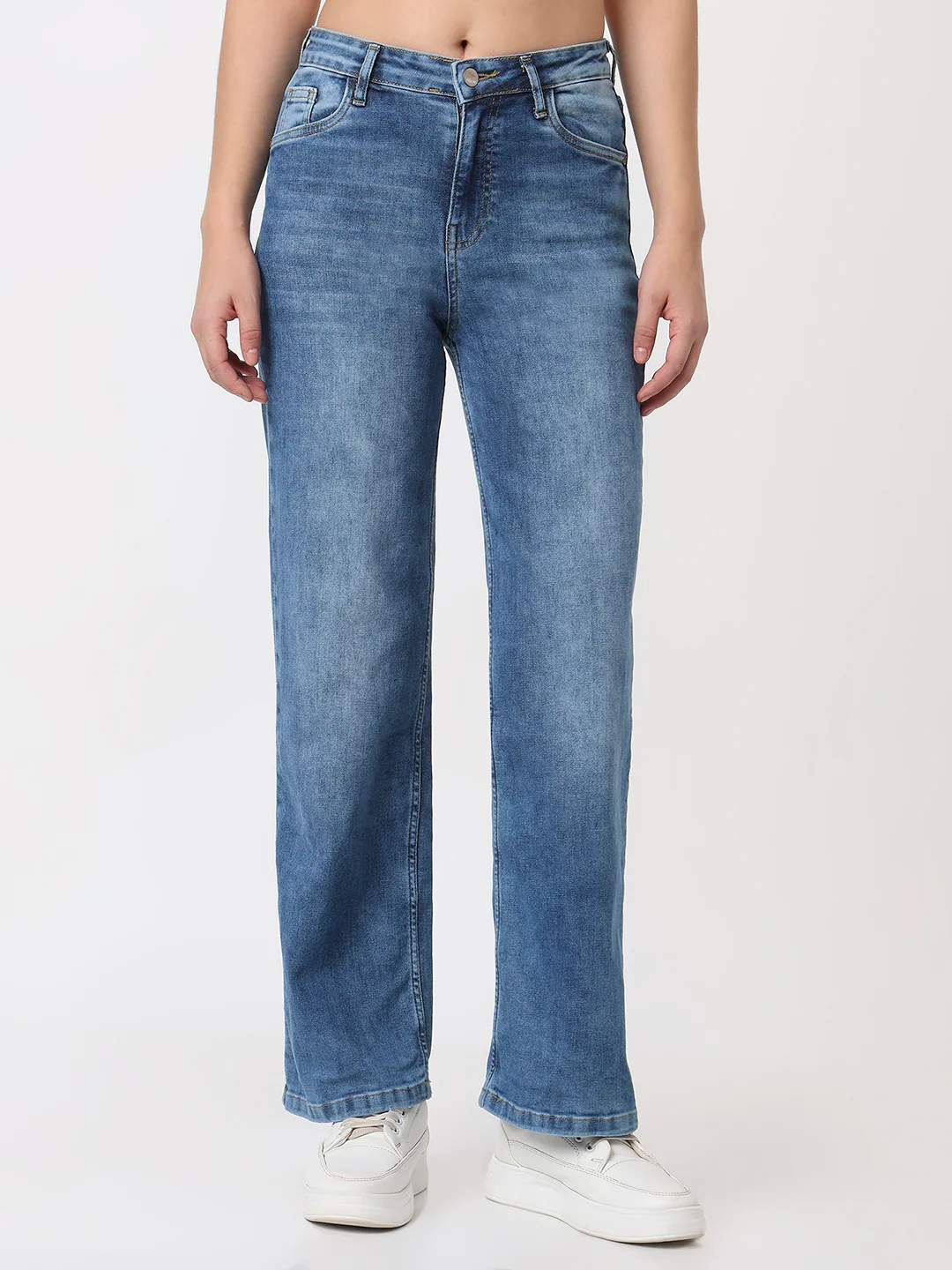 Women Blue High-Rise Baggy Jeans - Image 2