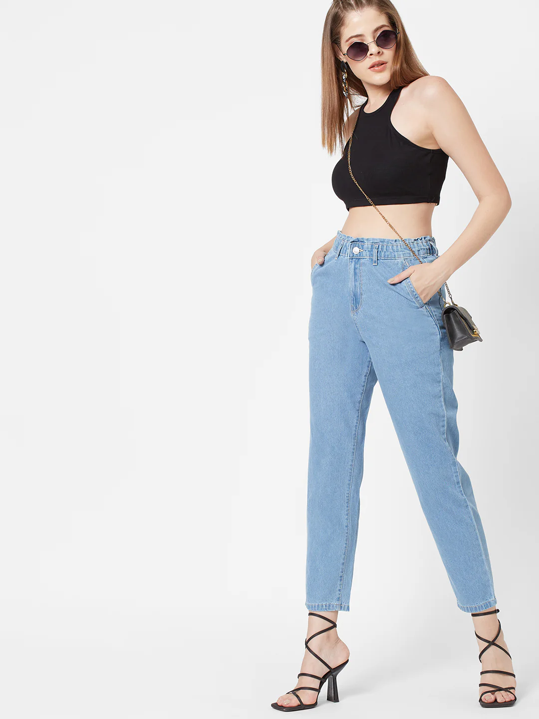 Women Blue High-Rise Baggy Jeans - Image 4