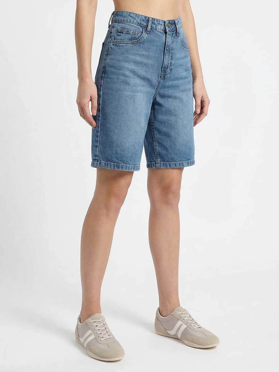 Women Blue High-Rise Baggy Shorts - Image 6