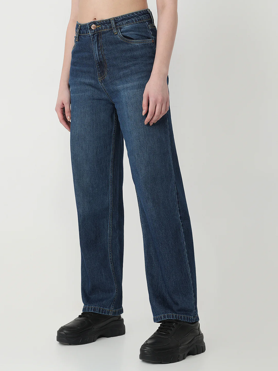 Women Blue High-Rise Barrel Jeans - Image 8