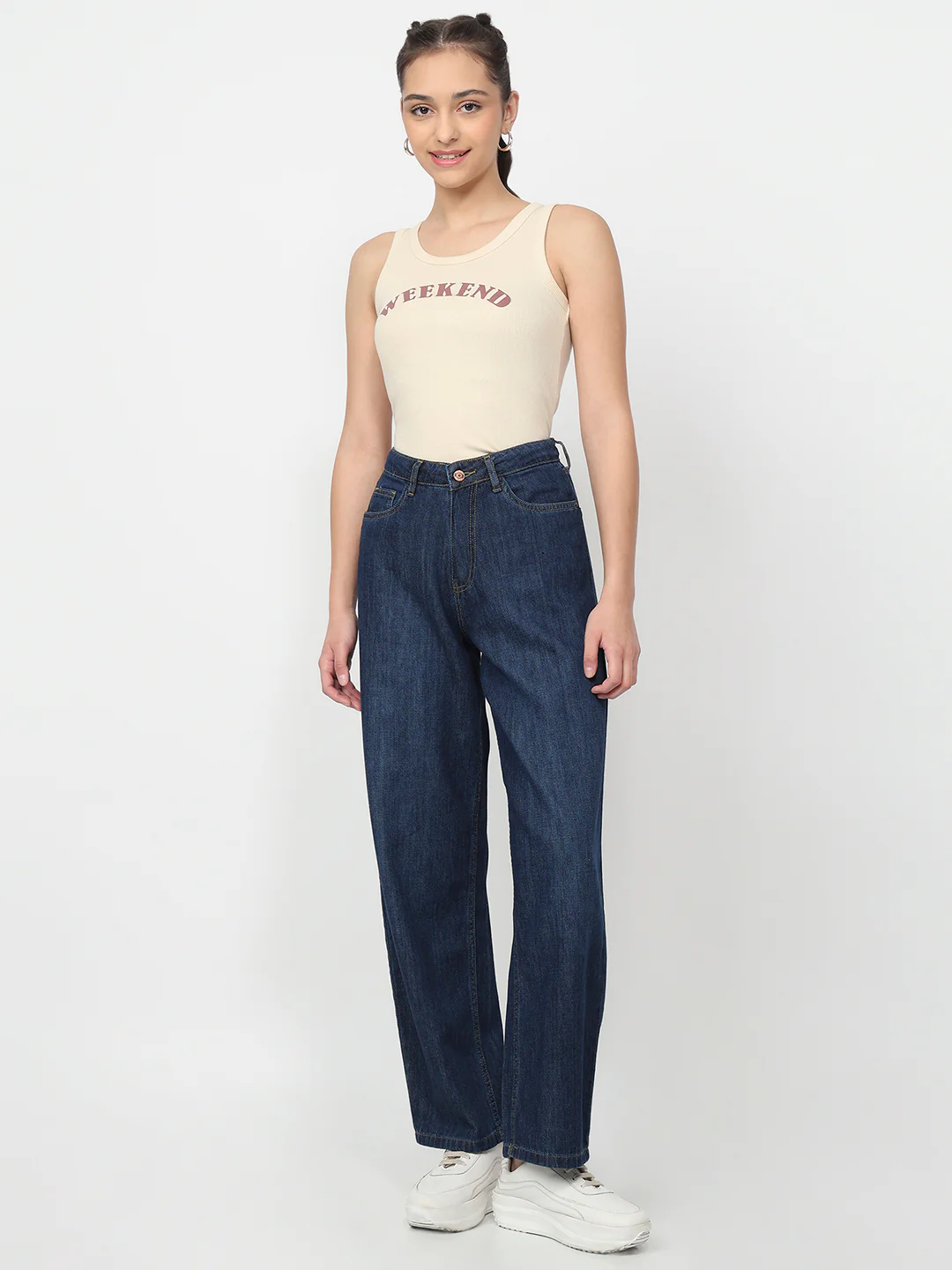 Women Blue High-Rise Barrel Jeans - Image 4