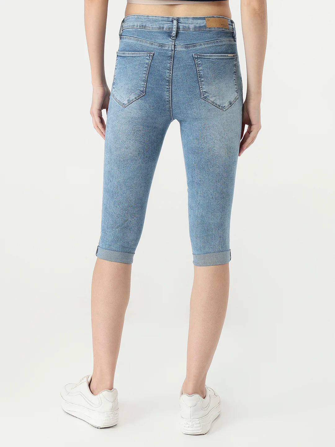 Women Blue High-Rise Capri - Image 3