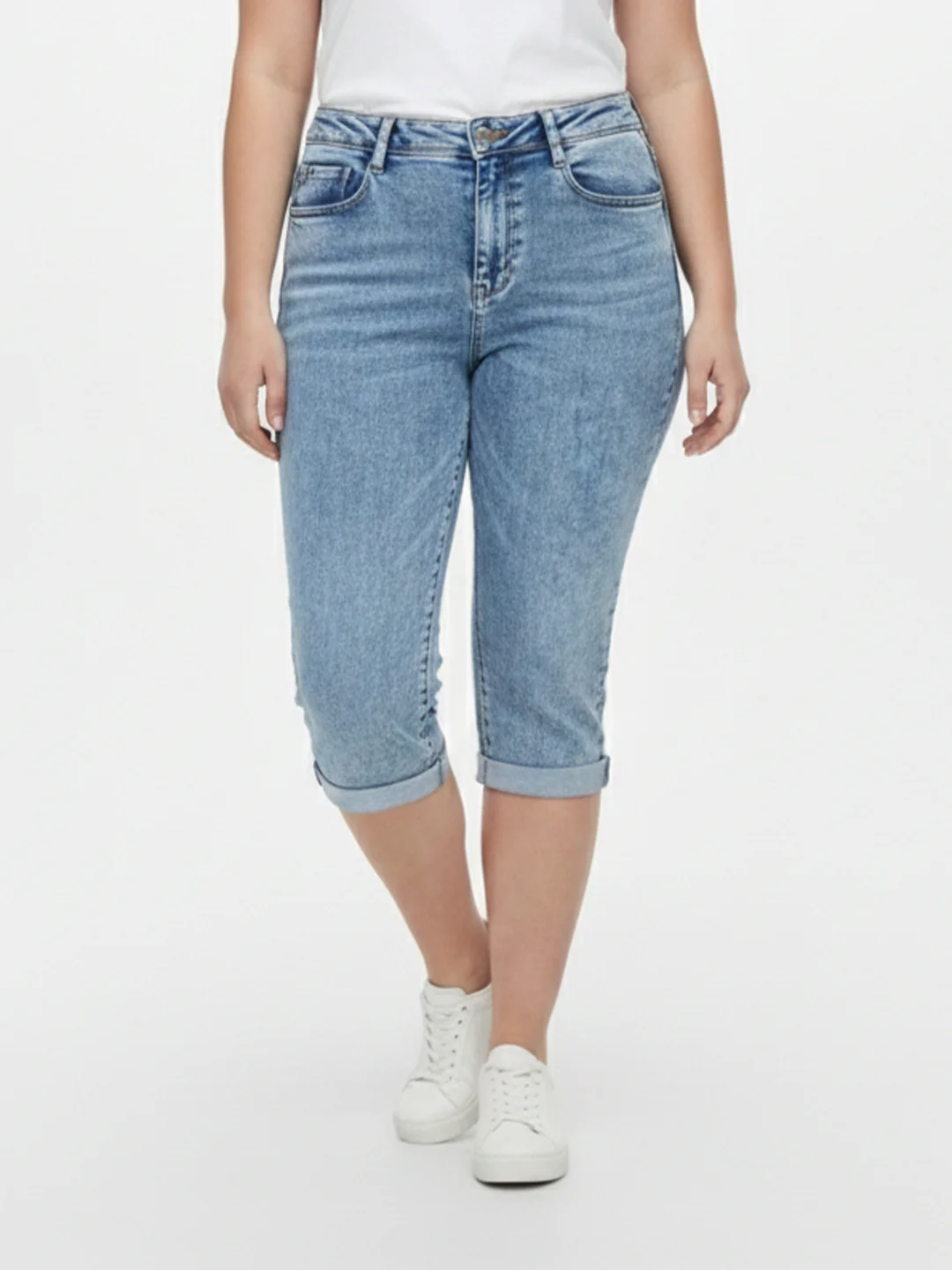 Women Blue High-Rise Capri - Image 2