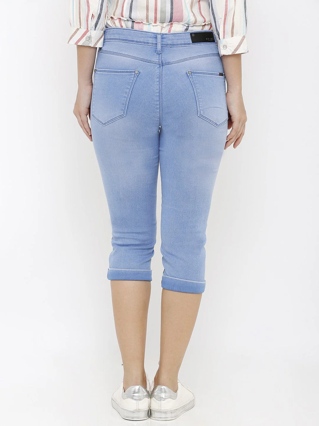 Women Blue High-Rise Capri - Image 3