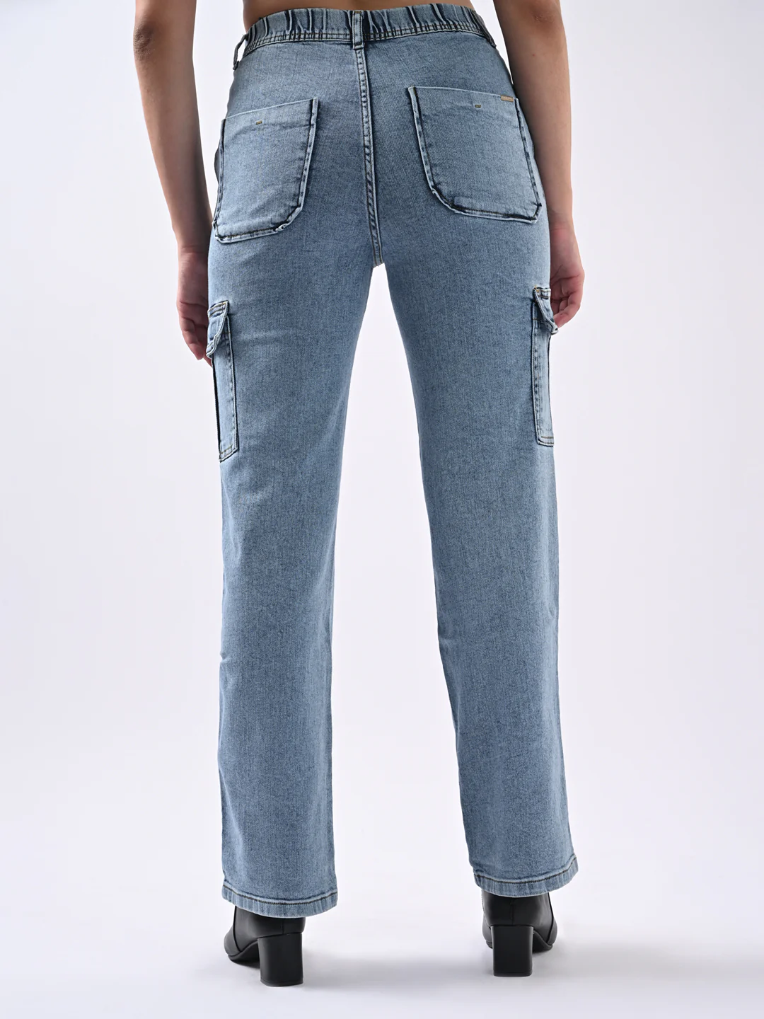 Women Blue High-Rise Cargo - Image 3