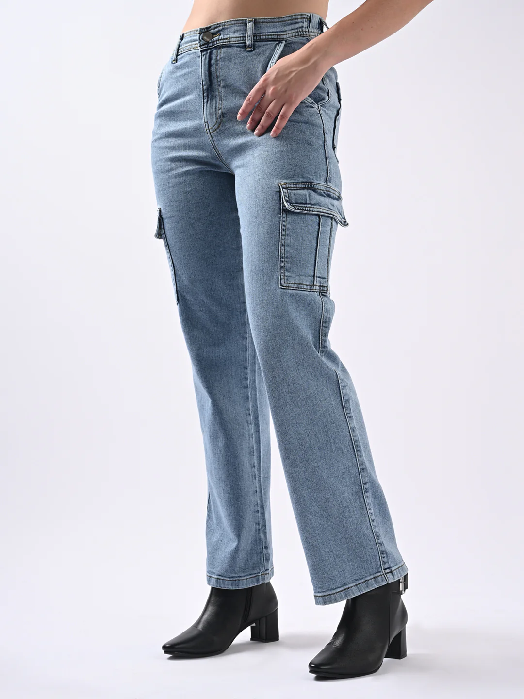 Women Blue High-Rise Cargo - Image 6