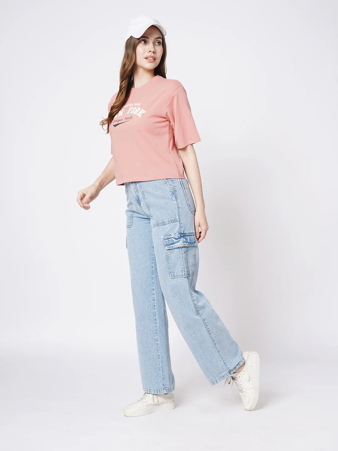 Women Blue High-Rise Cargo - Image 4