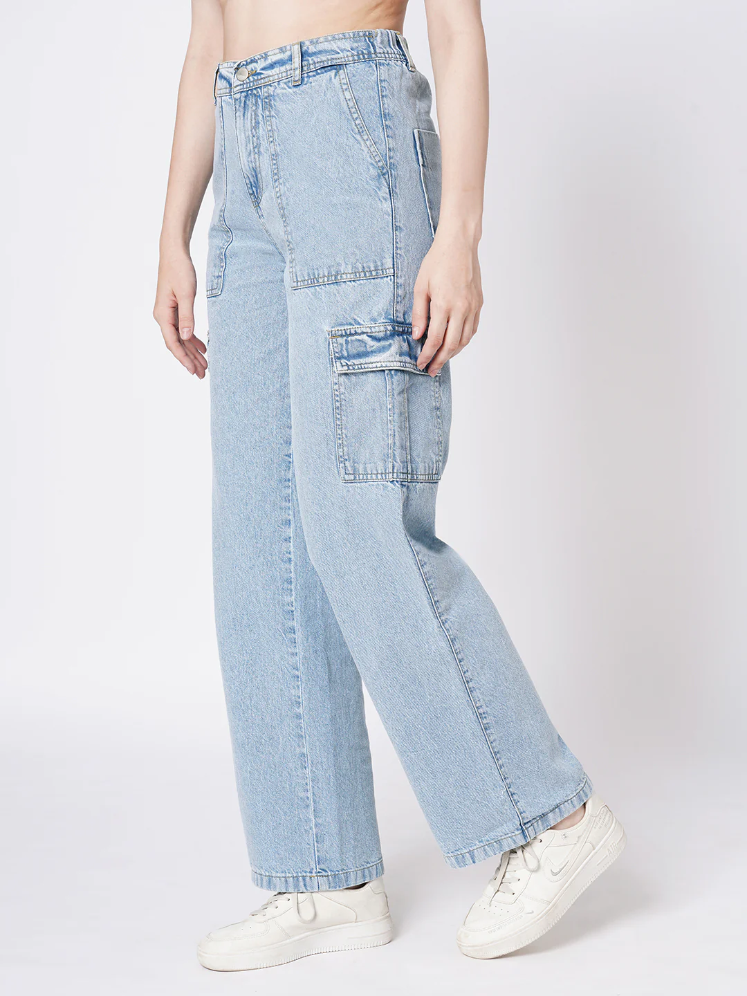 Women Blue High-Rise Cargo - Image 6