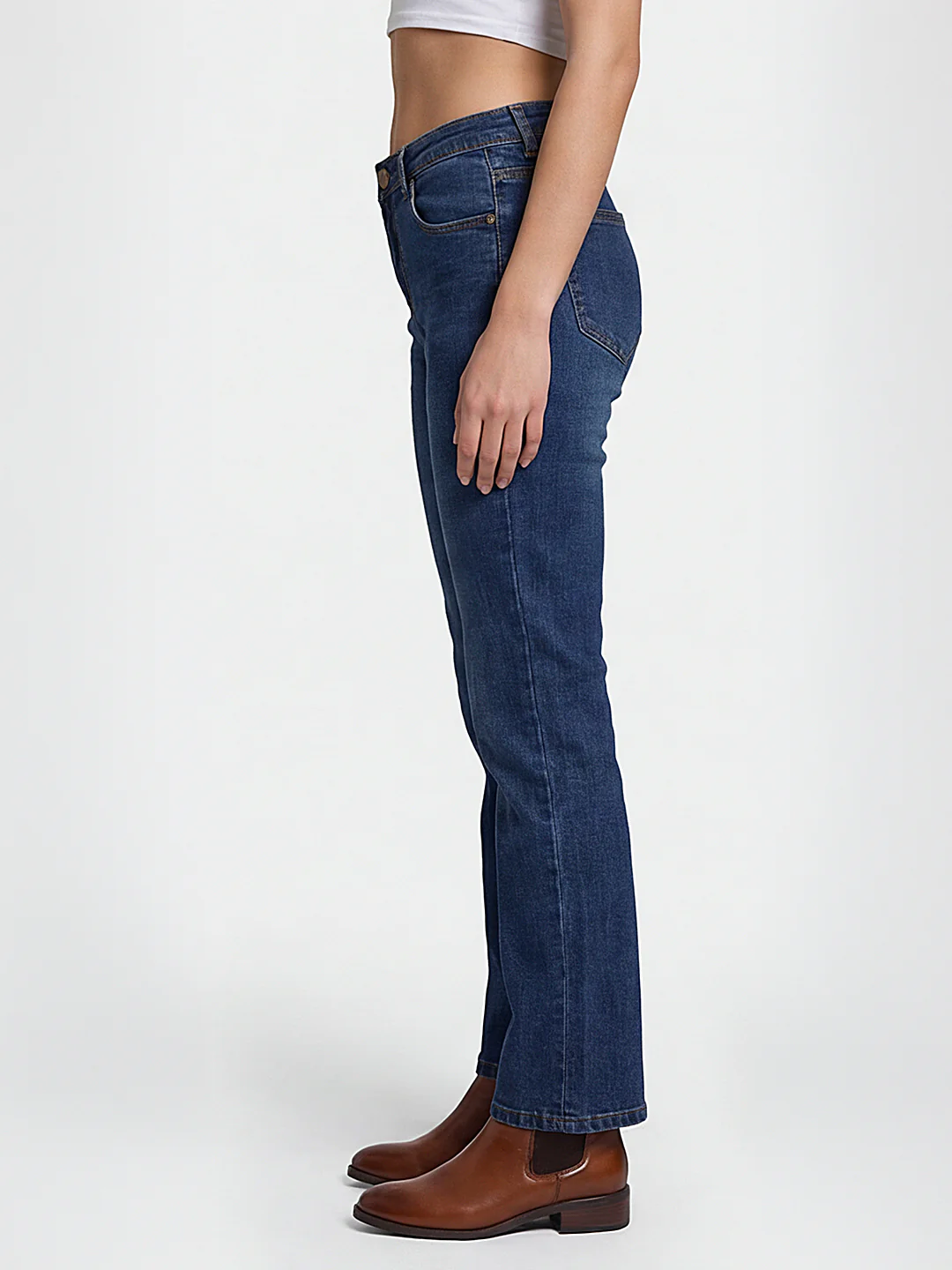 Women Blue High-Rise Crop Flare Jeans - Image 4