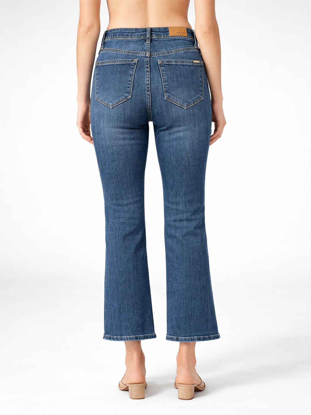 Women Blue High-Rise Crop Flare Jeans - Image 3