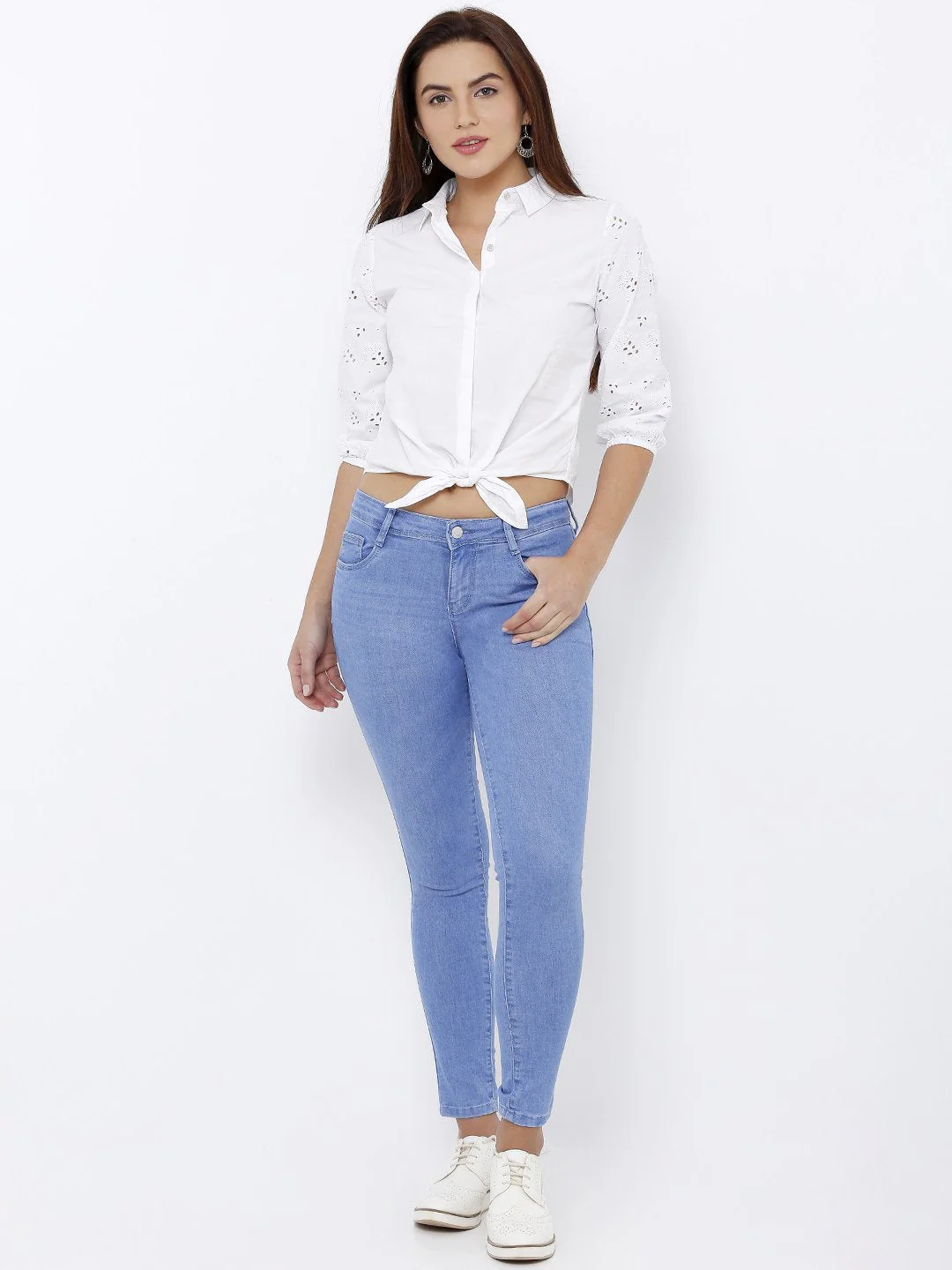 Women Blue High-Rise Crop Length Skinny Jeans