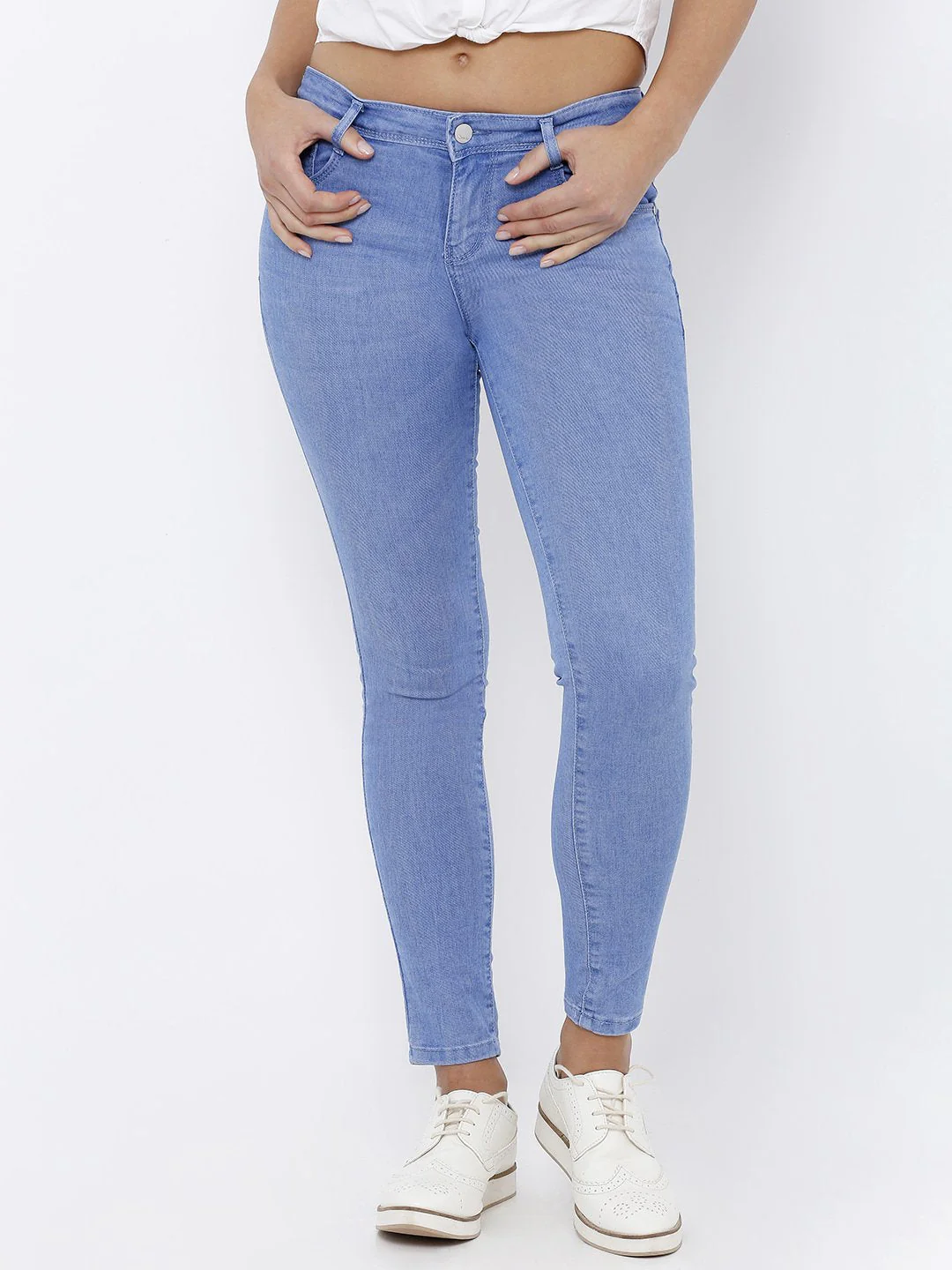 Women Blue High-Rise Crop Length Skinny Jeans - Image 2