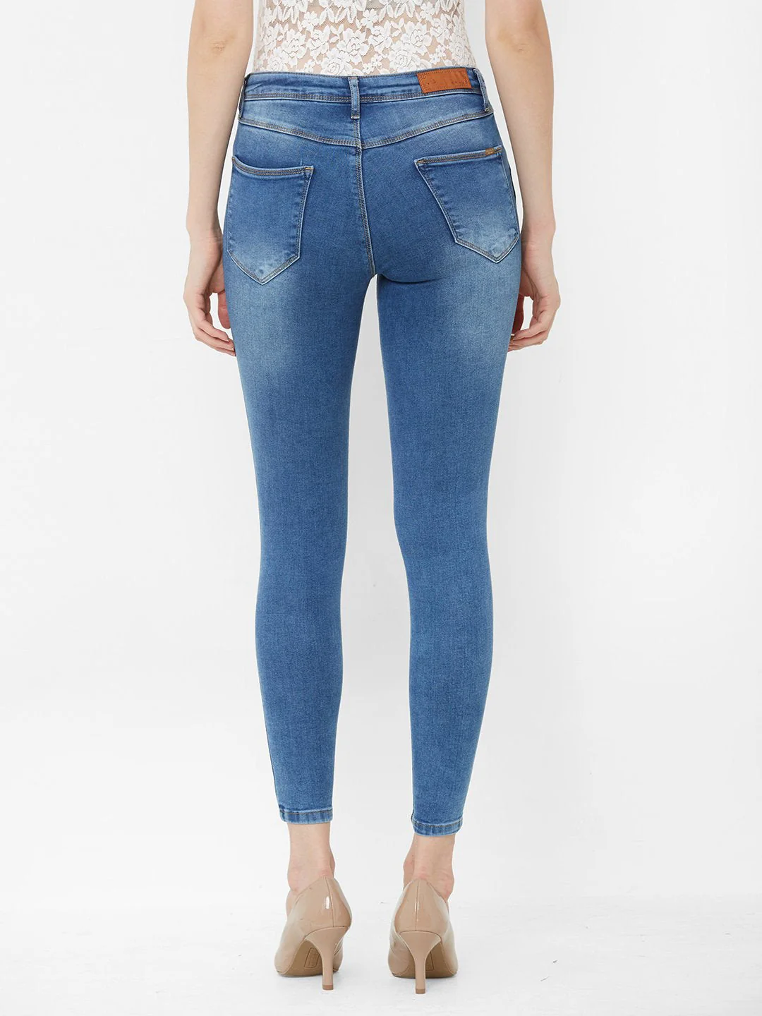 Women Blue High-Rise Crop Length Skinny Jeans - Image 3