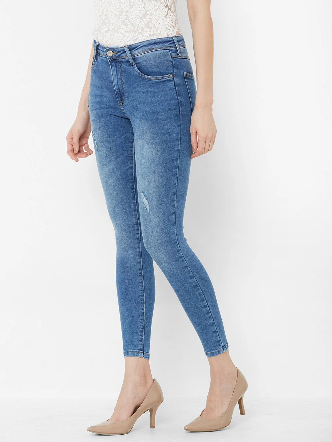 Women Blue High-Rise Crop Length Skinny Jeans - Image 5