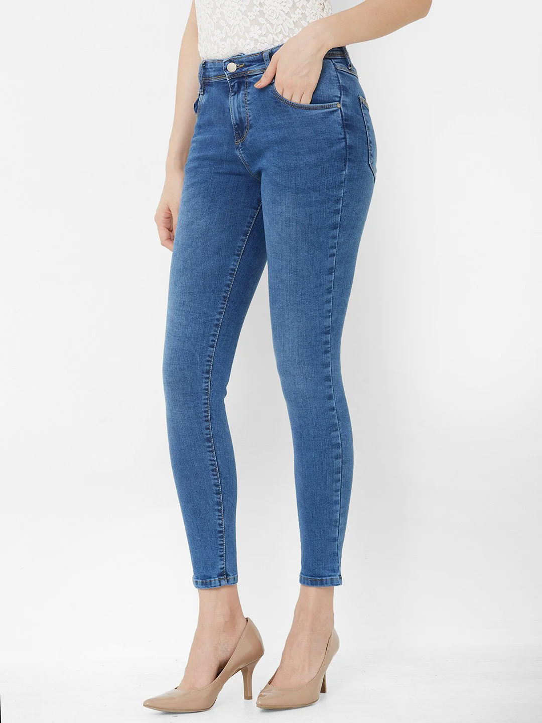 Women Blue High-Rise Crop Length Skinny Jeans - Image 5
