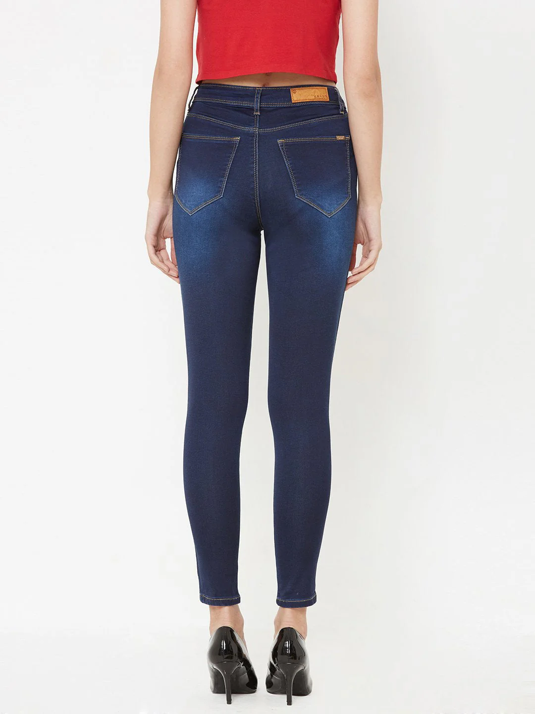 Women Blue High-Rise Crop Length Skinny Jeans - Image 3