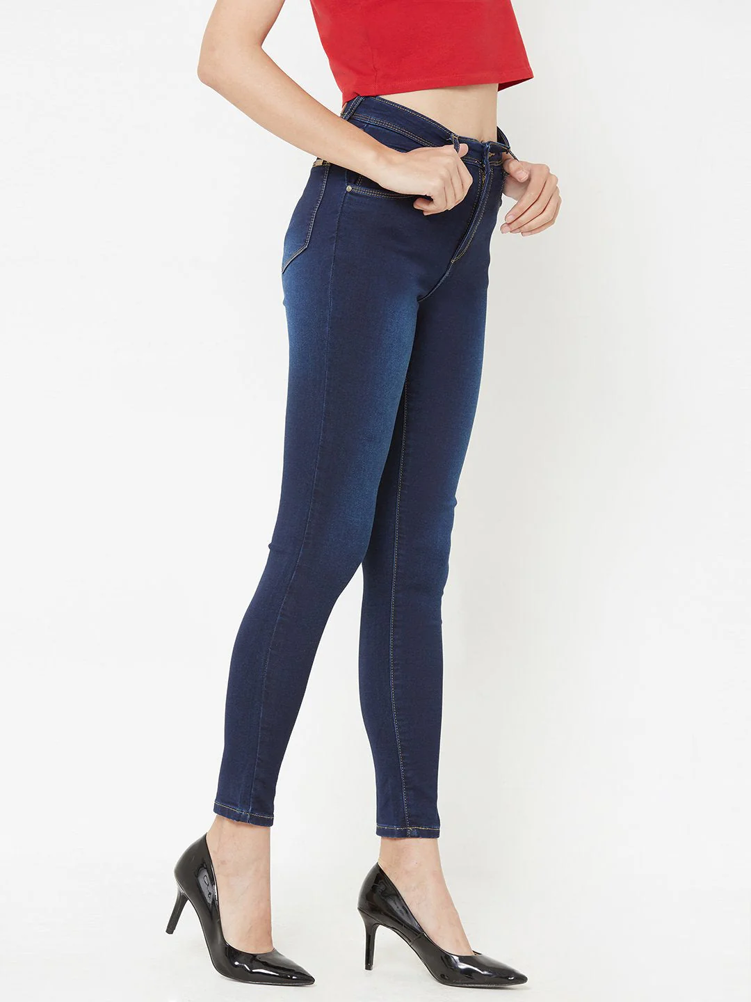 Women Blue High-Rise Crop Length Skinny Jeans - Image 5