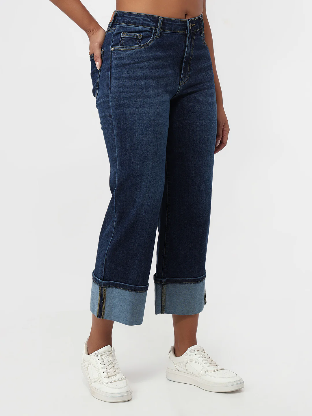 Women Blue High-Rise Crop Straight Fit Jeans - Image 6