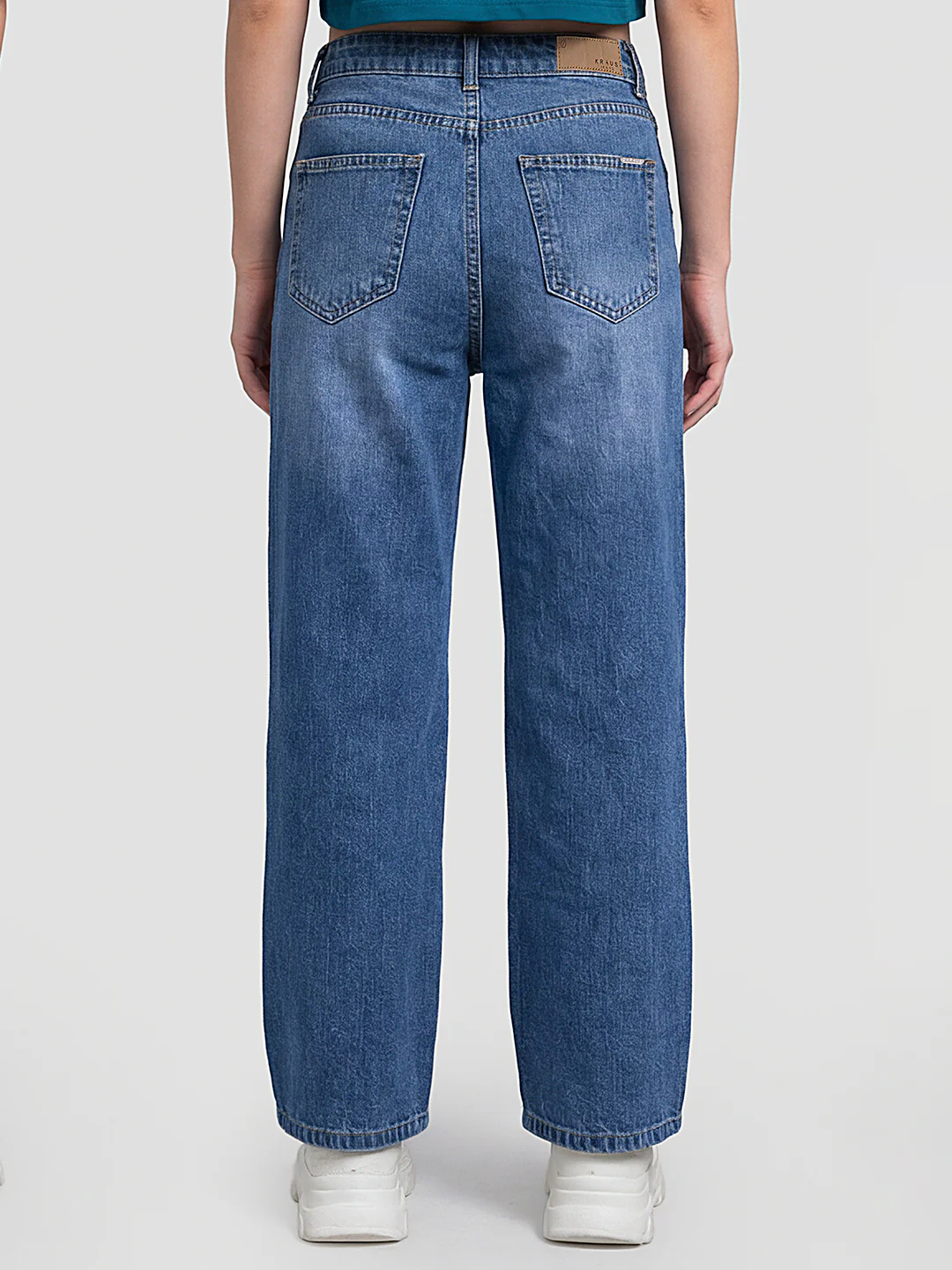Women Blue High-Rise Crop Wide Leg Jeans - Image 3