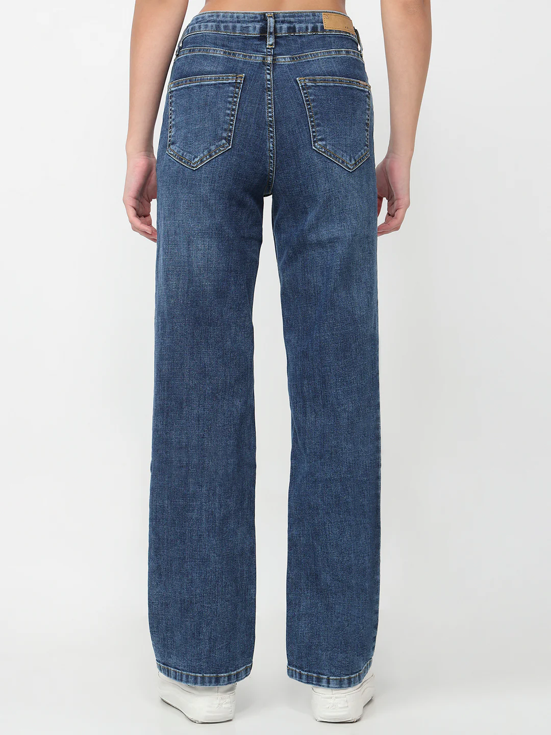 Women Blue High-Rise Crop Wide Leg Jeans - Image 3