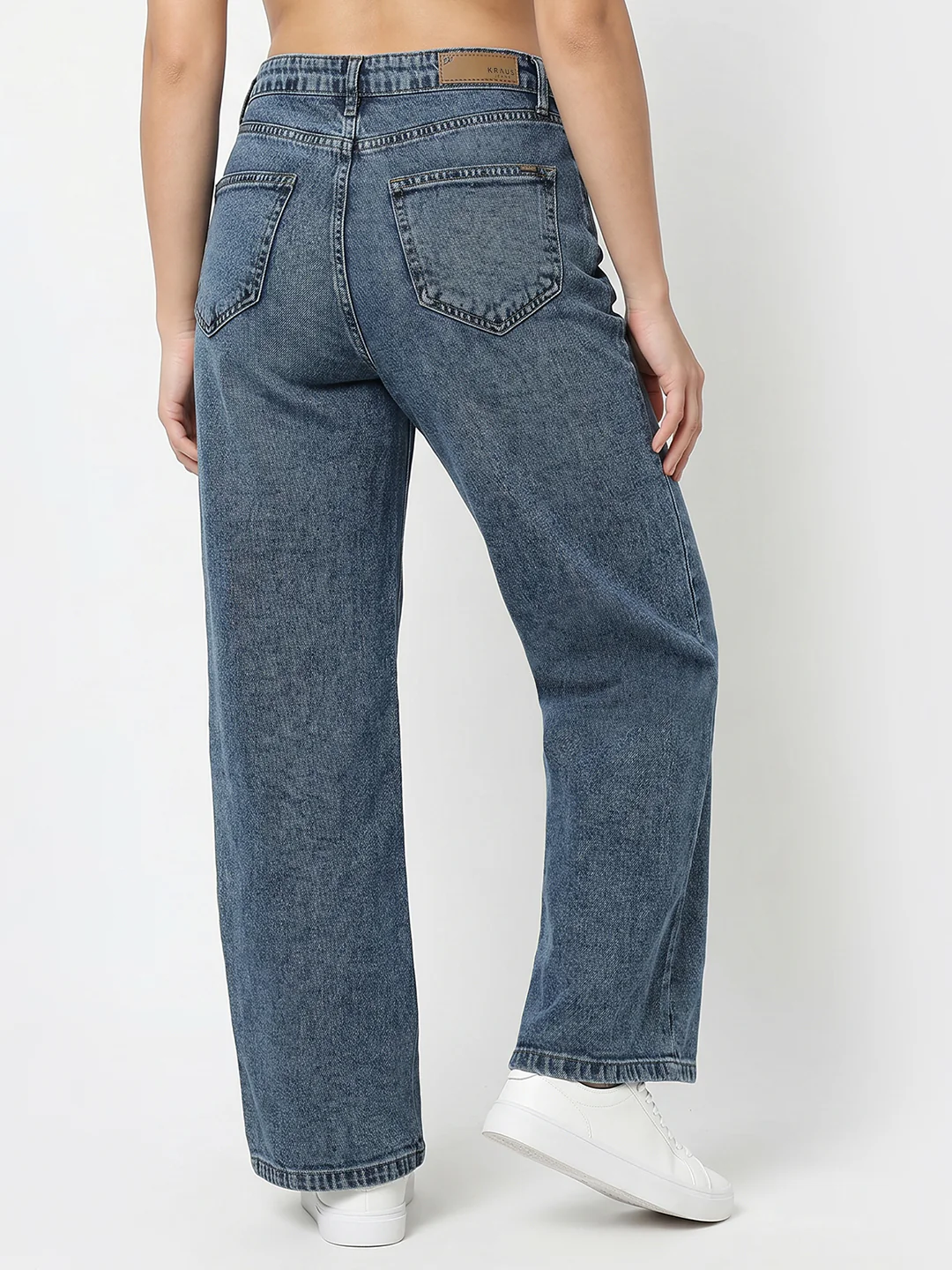 Women Blue High-Rise Crop Wide Leg Jeans - Image 3