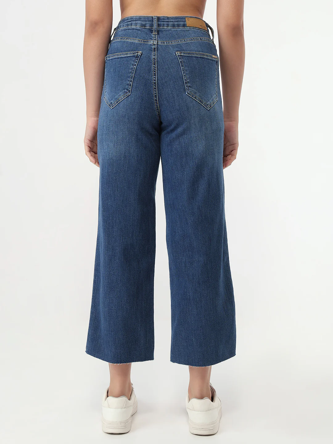 Women Blue High-Rise Crop Wide Leg Jeans - Image 3