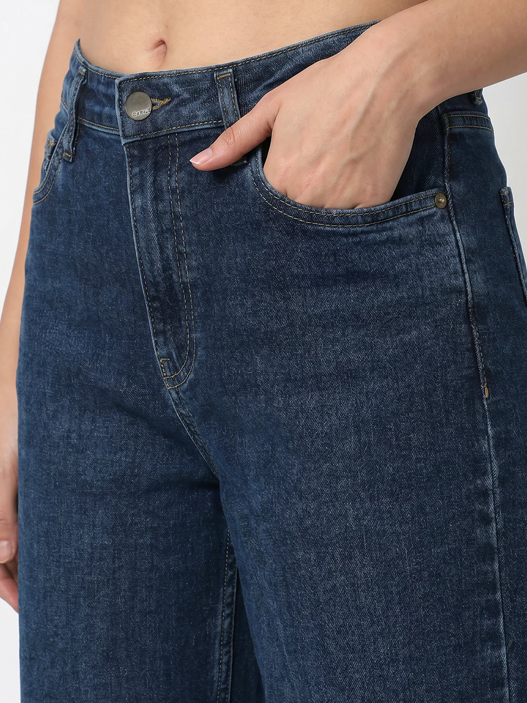 Women Blue High-Rise Culottes - Image 5