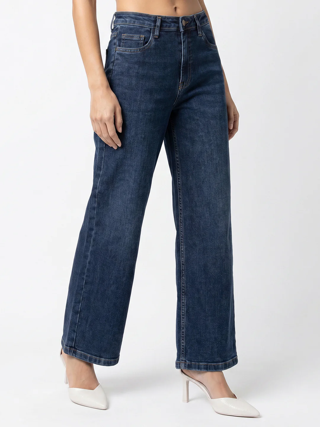 Women Blue High-Rise Culottes - Image 6