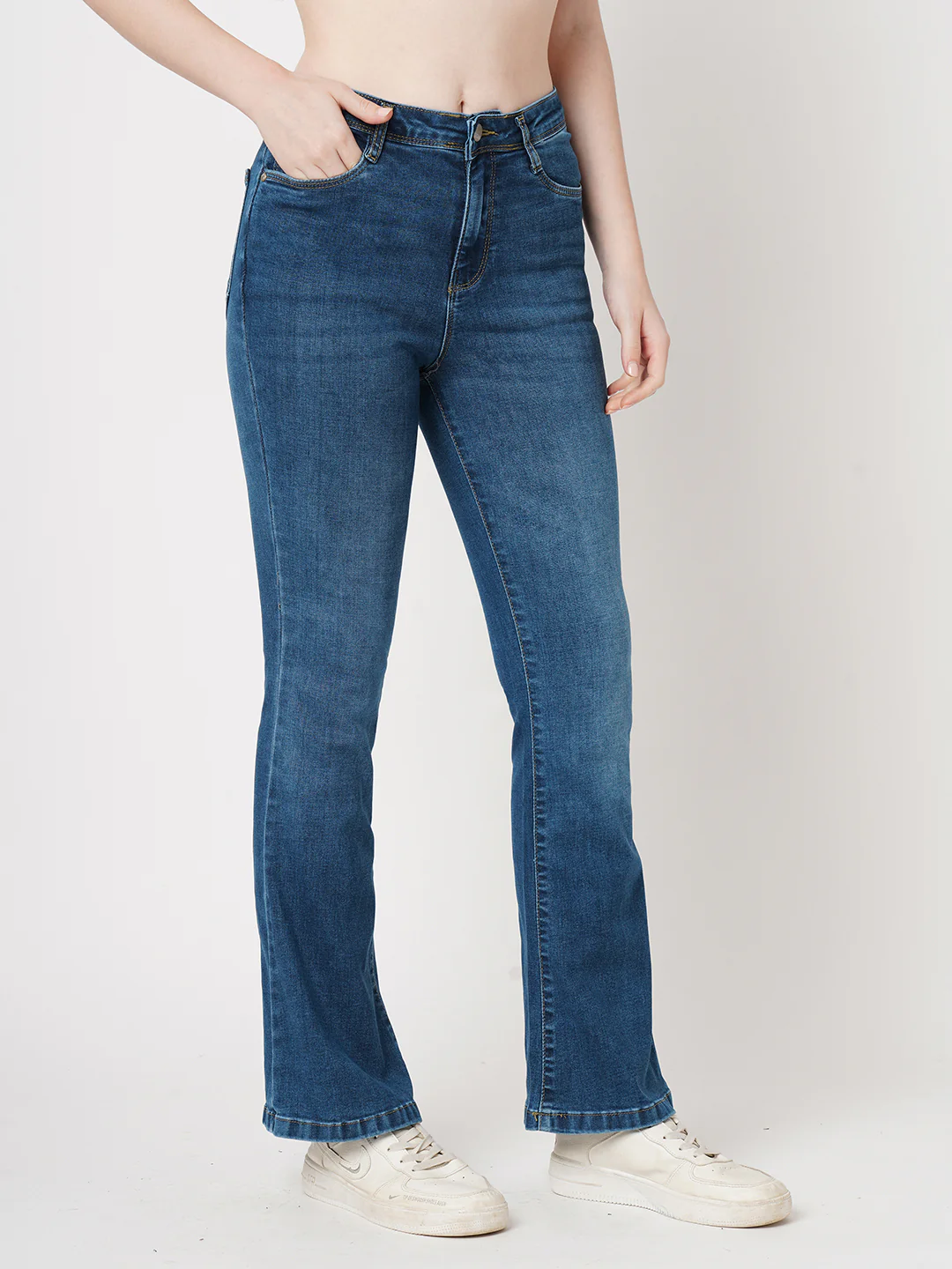 Women Blue High-Rise Flare Jeans - Image 5