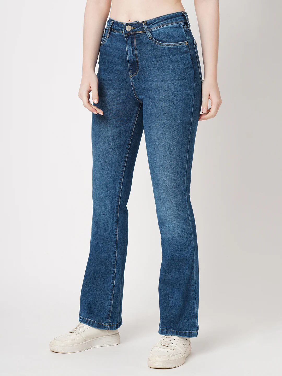 Women Blue High-Rise Flare Jeans - Image 7