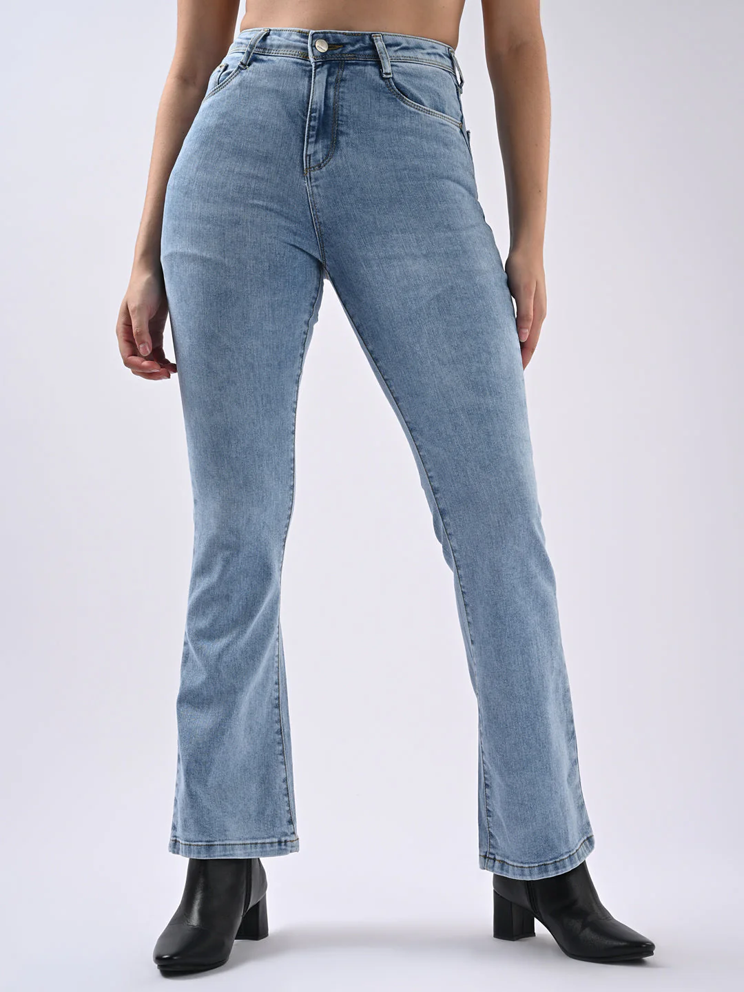 Women Blue High-Rise Flare Jeans - Image 2